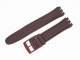 Watch band for Swatch 17mm dark brown synthetic/leather smooth surface