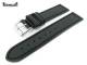 Watch band 24mm black aviator style saddle leather smooth surface by Eichmueller