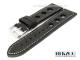Watch band 22mm black by Herzog racing-look light colored stitching