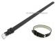 Watch band 10mm black genuine leather one-piece band (width of buckle 10 mm)