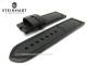 Watch strap STEINHART 24mm black juchten leather smooth surface stitched (width of buckle 24 mm)