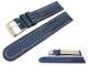 Watch band 22mm leather dark blue teju grain white seam (width of buckle 20 mm)