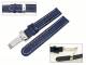 Watch band 22mm leather dark blue teju grain white seam flip clasp (width of buckle 20 mm)