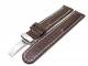Watch band 20mm leather brown white seam teju grain flip clasp (width of buckle 20 mm)