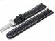 Watch band 22mm leather black teju grain white seam flip clasp (width of buckle 20 mm)