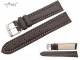 Watch band XL 20mm dark brown genuine SHARK leather white seam (width of buckle 18 mm)