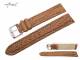 Watch band 20mm brown genuine SHARK leather white seam (width of buckle 18 mm)
