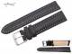 Watch band 20mm black genuine SHARK leather white seam (width of buckle 18 mm)