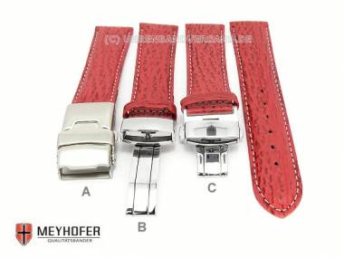 Watch band -Calais- 19mm red genuine shark stitched clasp (3 versions selectable) by MEYHOFER - Bild vergr��ern 