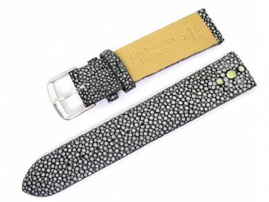Watch band 18mm black genuine pearl ray polished by Fluco - Bild vergr��ern 