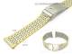Watch band stainless steel dual tone 20mm slender links partly polished