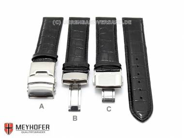 Watch band -Narvik- 22mm black clasp (3 versions selectable) by MEYHOFER (width of buckle 20 mm) - Bild vergr��ern 