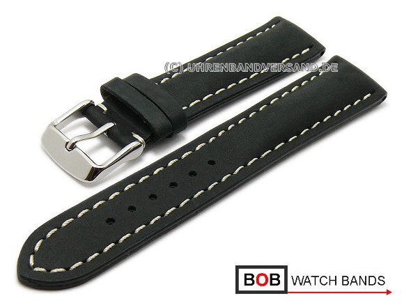 Watch strap 22mm black vertigo buffalo for Breitling by BOB (width of ...