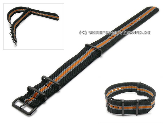 Watch Strap Pt-KB57B Nato-Style Pt-KB57B Watch Strap black, grey, orange