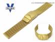 Watch band Stainless steel 22mm heavy mesh PVD-gold deployment clasp from Vollmer