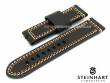 Watch Strap STEINHART 24mm black juchten leather double stitching orange/white