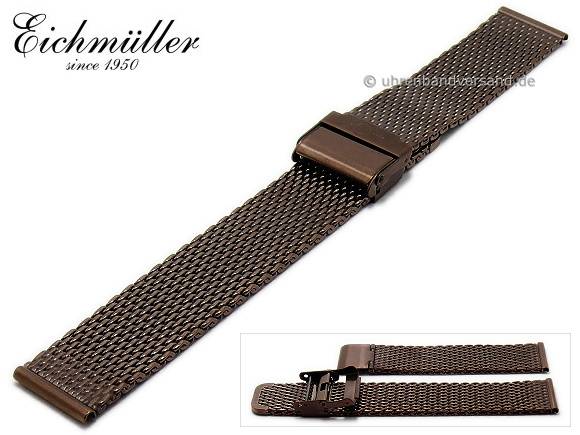 Watch strap Em-MBb15 18mm dark brown stainless steel mesh medium