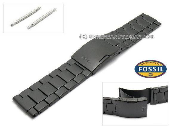 Replacement watch strap FOSSIL JR1356 NATE stainless steel black | Quarzuhren