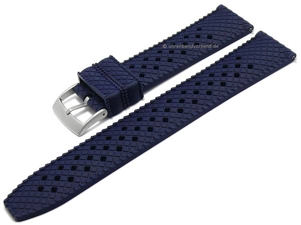 Watch strap Eddy 20mm dark blue FKM rubber sporty with easy click