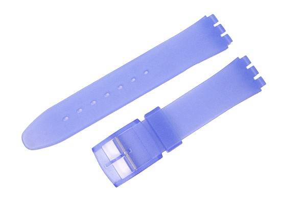 Watch band for Swatch 17mm blue transparent synthetic smooth surface