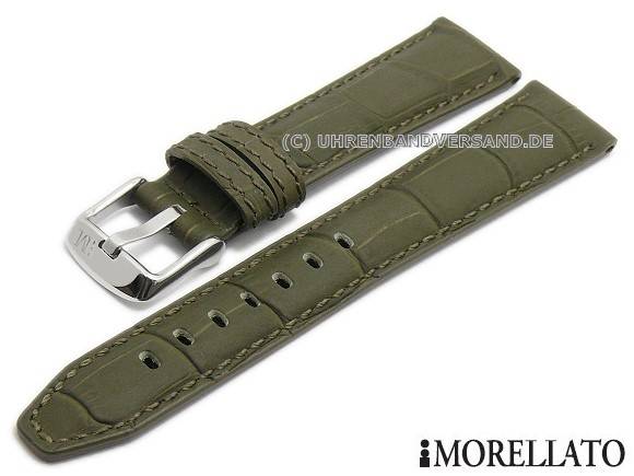 時計 18mm MORELLATO Crocodile Watch Straps-1. 18mm Morellato Crocodile Grain Navy Blue Padded Stitched