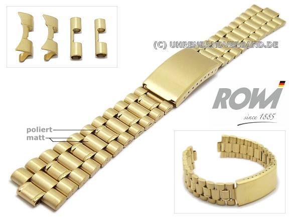 Inexpensive And Stylish 23K-Gold-Plated-Stainless-Steel 20 mm Watch Bracelet 2155_K0033276