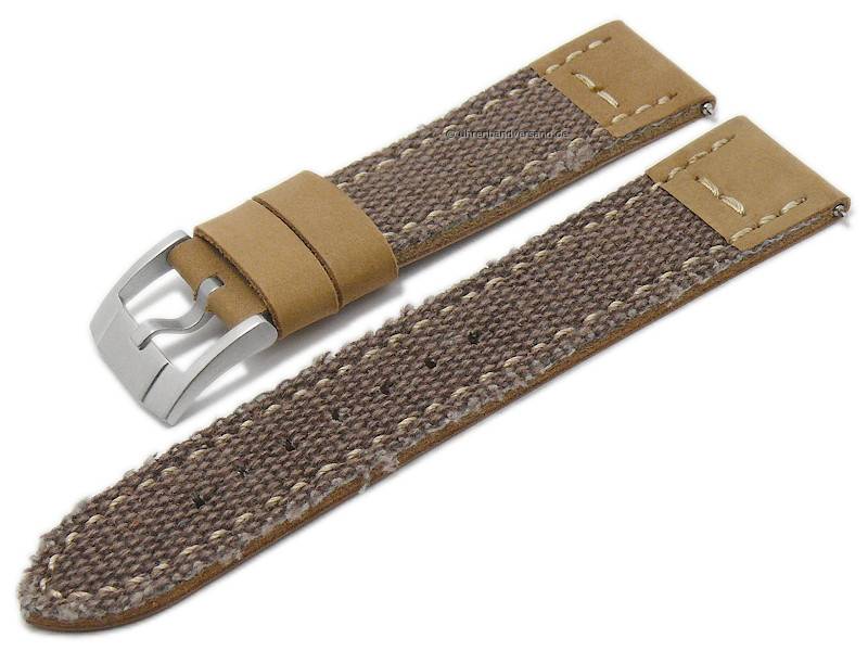 thumbnail image 2 of Vintage G 22mm Brown Canvas Leather Watch Strap – Swiss Army / Wenger Compatible 2 of 4