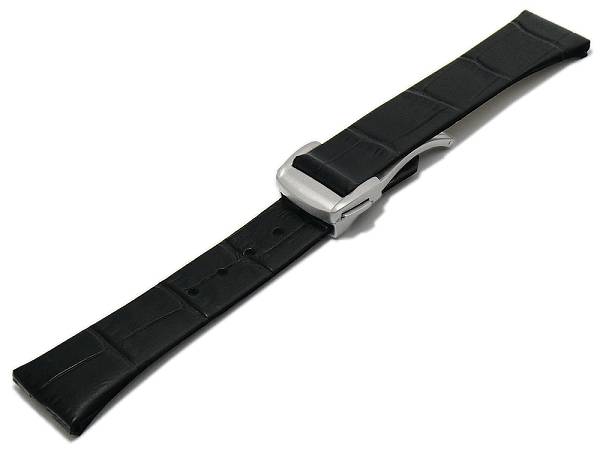 Watch strap ScLB173 17mm black leather alligator grain with clasp