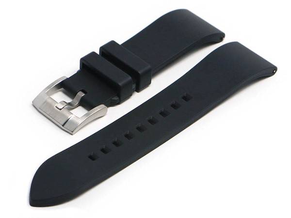 Watch strap ScKB76 23mm black rubber FKM smooth matt with easy click spring bars