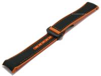 Uhrenarmband ScKB17 22mm schwarz Nylon/Rubber orange Naht