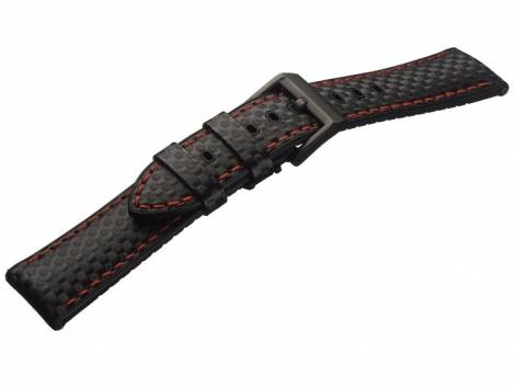 Hybrid-strap -Max Endurance Sport- 22mm black carbon/silicone red stitched easy click STAILER (width of buckle 20 mm) - Bild vergrern 