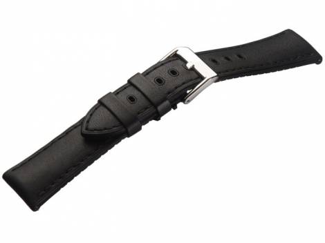 Hybrid-watch strap -Max Endurance Sport- 20mm black HORWEEN leather/silicone easy click STAILER (width of buckle 18 mm) - Bild vergrern 