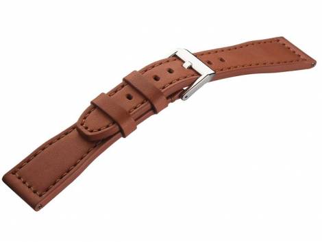 Watch strap -Aviator New- 22mm light brown leather aviator look stitched easy click by STAILER (width of buckle 18 mm) - Bild vergrern 