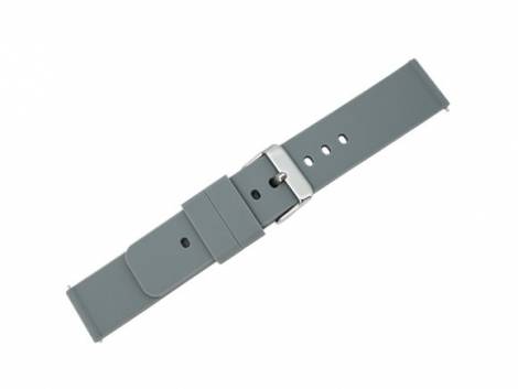 Watch strap 18mm grey silicone smooth matt with easy change spring bars (width of buckle 18 mm) - Bild vergrern 