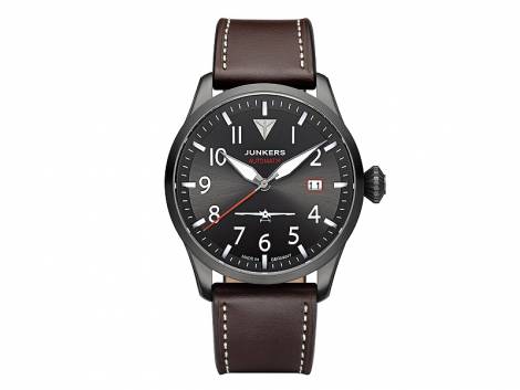Automatic watch Junkers -9.63.03.15- J1 special edition stainless steel face anthracite leather strap JUNKERS (*JK*HU*) - Bild vergr��ern 