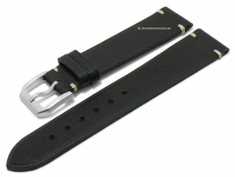 Watch strap -New Old Style Nappa Anilina- 20mm black leather l. stitched ATELIER FERRER CHANNEL (width of buckle 18 mm) - Bild vergrern 