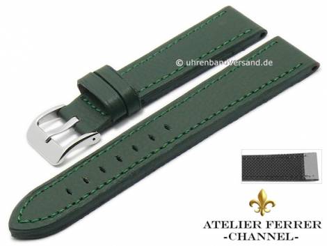 Watch strap -Bufalo Xtreme Caucho- 18mm green leather grained by ATELIER FERRER CHANNEL (width of buckle 16 mm) - Bild vergrern 