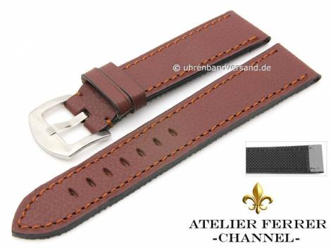 Watch strap -Bufalo Xtreme Caucho- 22mm red brown leather grained by ATELIER FERRER CHANNEL (width of buckle 20 mm) - Bild vergrern 