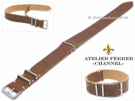 Watch strap -NATO Antilope- 18mm dark brown vintage look one piece strap ATELIER FERRER CHANNEL - Bild vergrern 