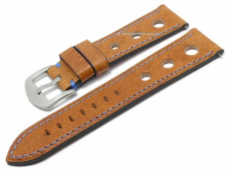 Watch strap -Monaco Classic- 24mm l. br. antilope EASY-CLICK bl. stitch. ATELIER FERRER CHANNEL (width of buckle 22 mm) - Bild vergrern 