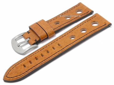 Watch strap -Monaco Classic- 24mm l. brown antilope EASY-CLICK br.stitch. ATELIER FERRER CHANNEL (width of buckle 22 mm) - Bild vergrern 