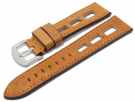 Watch strap -Le Mans- 24mm light brown antilope EASY-CLICK oran. stitched ATELIER FERRER CHANNEL (width of buckle 22 mm) - Bild vergr��ern 