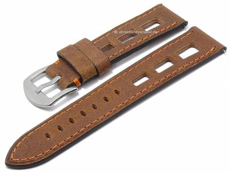 Watch strap -Le Mans- 20mm brown antilope EASY-CLICK orange stitching by ATELIER FERRER CHANNEL (width of buckle 18 mm) - Bild vergrern 