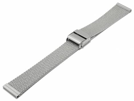 Watch strap -Waldkirch- 18mm silver mesh polished fine structure MADE in GERMANY slide clasp by VOLLMER - Bild vergr��ern 