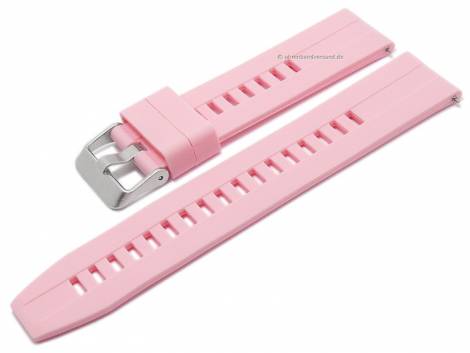 Watch strap 22mm pink silicone smooth slightly curved ends with EASY-CLICK (width of buckle 22 mm) - Bild vergr��ern 