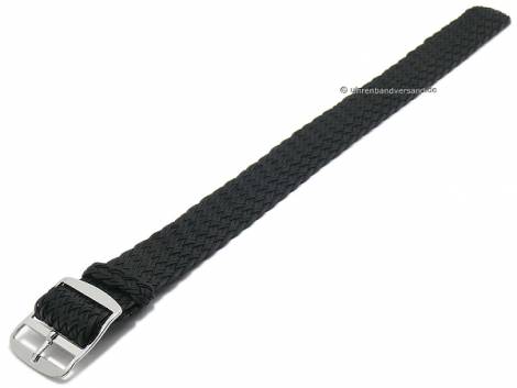 Watch strap 22mm black perlon/textile sporty one piece strap - Bild vergrern 