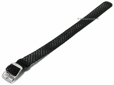 Watch strap 18mm black perlon/textile one piece strap network structure - Bild vergr��ern 