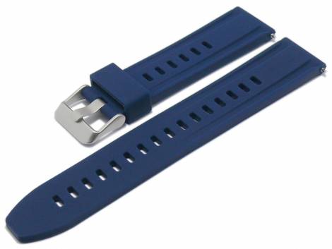 Basic-watch strap EASY-CLICK 22mm dark blue silicone with easy change spring bars (width of buckle 21 mm) - Bild vergr��ern 