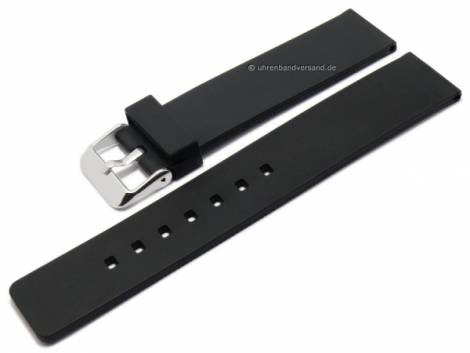 Basic-watch strap 20mm black rubber smooth matt (width of buckle 20 mm) - Bild vergr��ern 