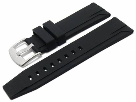 Basic-watch strap 26mm black silicone sporty smooth matt (width of buckle 24 mm) - Bild vergr��ern 